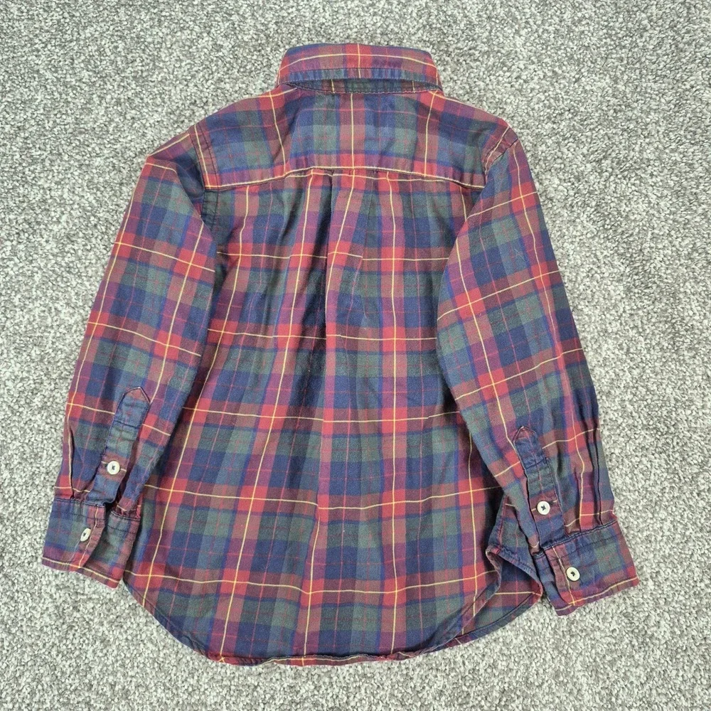 Ralph Lauren Plaid Shirt Toddler Boys 3T Cotton Long Sleeve Button Down